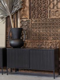 TV skříňka z borovicového dřeva s žebrovanou přední stranou Avourio, Borovicové dřevo, černá, Š 100 cm, V 56 cm