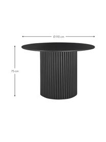 Mesa de comedor redonda de madera Janina, Ø 110 cm, Madera de roble maciza, tablero de fibras de densidad media (MDF) pintado, Negro, Ø 110 x Al 75 cm