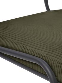 Krzesło tapicerowane ze sztruksu Mats, 2 szt., Tapicerka: sztruks (88% poliester, 1, Nogi: metal malowany proszkowo, Ciemnozielony sztruks, S 50 x W 80 cm