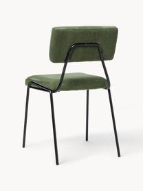 Corduroy gestoffeerde stoelen Mats, 2 stuks, Poten: gepoedercoat metaalkleuri, Corduroy donkergroen, B 50 x H 80 cm