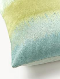 Funda de cojín bordada con degradado Kelby, Funda: 100% algodón, Tonos verdes, azul petróleo, An 50 x L 50 cm