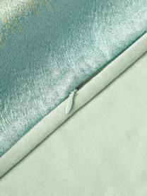 Housse de coussin 50x50 brodée avec dégradé de couleurs Kelby, Tons verts, bleu pétrole, larg. 50 x long. 50 cm