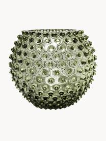 Ručně vyrobená váza s reliéfem Hobnail Globe, Sklo, Olivově zelená, Ø 18 cm, V 17 cm