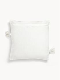 Poszewka na poduszkę z tuftowaną dekoracją i frędzlami Kaspar, 2 szt., 100% bawełna, Kremowobiały, S 45 x D 45 cm