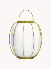 Mobiele outdoor LED tafellamp Lady, dimbaar, Lampenkap: kunststof, Wit, goudkleurig, Ø 26 x H 27 cm