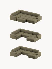 Grosses Ecksofa Melva (4-Sitzer), Bezug: 100 % Polyester Der strap, Gestell: Massives Kiefern- und Fic, Webstoff Olivgrün, B 339 x T 220 cm, Eckteil links