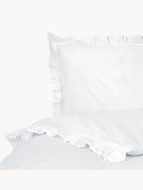 Gewaschener Baumwoll-Bettdeckenbezug Florence mit Rüschen, Webart: Perkal Fadendichte 180 TC, Weiss, B 160 x L 210 cm
