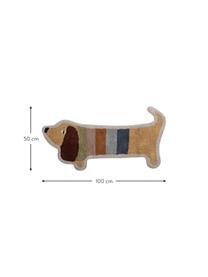 Tapis à poils longs en forme de chien Charlie, 100 % coton, Beige, multicolore, larg. 50 x long. 100 cm