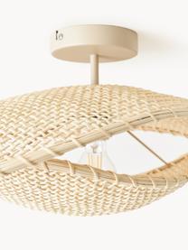 Plafoniera in rattan Senja, Paralume: rattan, Baldacchino: metallo verniciato a polv, Beige, Larg. 50 x Alt. 23 cm