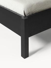 Lit en bois avec tête de lit en cannage Jones, Noir, larg. 140 x long. 200 cm