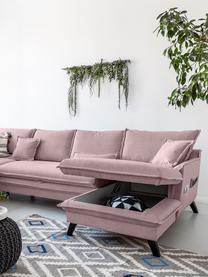 Sofa narożna z funkcją spania i miejscem do przechowywania Charming Charlie, Tapicerka: 100% poliester, w dotyku , Stelaż: drewno naturalne, płyta w, Brudny różowy, S 302 x G 200 cm