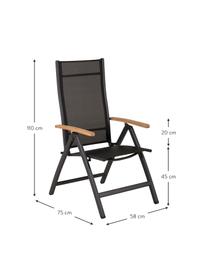 Skladacia záhradná stolička Panama, Čierna, tíkové drevo, Š 58 x H 75 cm