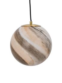 Lampada a sospensione con sfera di vetro Naimo, Paralume: vetro soffiato, Baldacchino: metallo rivestito, Tonalità beige e marroni, Ø 25 x Alt. 25 cm