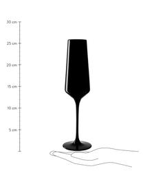 Kieliszek do szampana Etna, 2 szt., Szkło kryształowe, Czarny, Ø 8 x W 26 cm, 280 ml