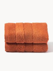 Toalla con borde a rayas Luxe, tamaños diferentes, Naranja, Toalla ducha, An 70 x L 140 cm