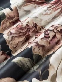 Funda de almohada de satén de algodón Blossom, Gris antracita, multicolor, An 45 x L 110 cm