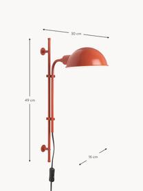 Wandleuchte Funiculí mit Stecker und verstellbarem Lampenschirm, Lampenschirm: Aluminium, beschichtet, Terrakotta, glänzend, T 30 x H 49 cm