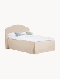 Premium boxspringbed Dahlia, Poten: massief gelakt berkenhout, Geweven stof beige, B 140 x L 200 cm, hardheidsgraad H2