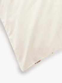 Federa in cotone percalle con ricamo natalizio Lolly, Bianco latte, multicolore, Larg. 50 x Lung. 80 cm