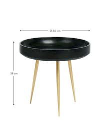 Malý designový odkládací stolek z mangového dřeva Bowl Table, Nori zelená, mosazná