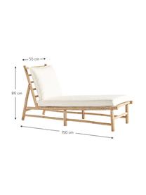 Bain de soleil en bambou avec matelas rembourré Bamslow, Blanc, brun, larg. 150 x prof. 55 cm