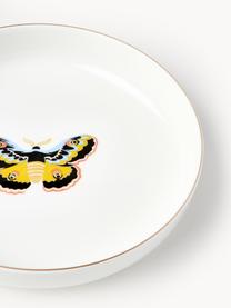 Set 4 piatti pasta Flamboyant, Porcellana, Multicolore con bordo dorato, Ø 21 x Alt. 4 cm