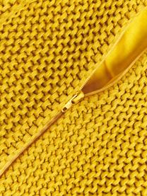 Housse de coussin rectangulaire tricot jaune moutarde Adalyn, 100 % coton bio, certifié GOTS, Jaune, larg. 30 x long. 50 cm