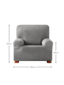 Housse de fauteuil Roc, 55 % polyester, 35 % coton, 10 % élastomère, Gris, larg. 130 x haut. 120 cm