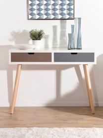 Sidetable Enzo met 2 lades, Frame: gelakt MDF, Poten: gelakt grenenhout, Wit, bruin, grijs, grenenhoutkleurig, B 110 x D 33 cm