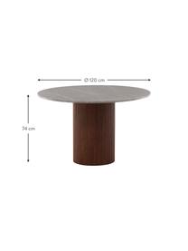 Tavolo rotondo con piano in marmo Austin, Ø 120 cm, Grigio, legno di frassino, Ø 120 cm