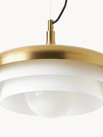 Hanglamp Enzo, Lampenkap: glas, Wit, goudkleurig, Ø 40 x H 20 cm