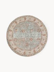 Tapis rond vintage chenille tissé main Rimini, Turquoise, taupe, brun, Ø 120 cm (taille S)