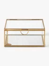 Pudełko do przechowywania ze szkła Lirio, Stelaż: metal powlekany, Transparentny, odcienie złotego, S 14 x G 10 cm