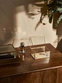 Scatola portaoggetti in vetro Lirio, Cornice: metallo rivestito, Trasparente, dorato, Larg. 14 x Prof. 10 cm