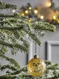 Boules de Noël Mente, 4 pièces, Verre, Jaune pâle, transparent, doré, Ø 8 cm