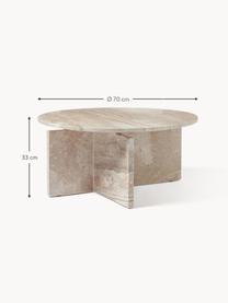 Table basse ronde en travertin Marisa, Travertin beige, Ø 70 x haut. 33 cm