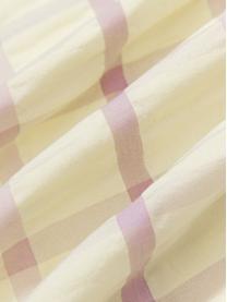 Housse de couette en coton seersucker à carreaux Leonita, Jaune pâle, lavande, larg. 140 x long. 200 cm