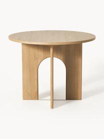 Ronde eettafel Apollo, in verschillende formaten, Tafelblad: gelakt eikenhoutfineer, Poten: eikenhout, gelakt, metaal, Gelakt eikenhout, Ø 100 cm