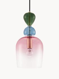 Malé závěsné svítidlo Murano, Růžová, tmavě zelená, modrá, Ø 16 cm, V 31 cm