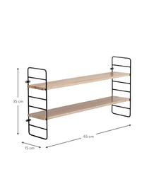 Libreria da parete con struttura in metallo North, Struttura: metallo rivestito, Ripiani: pannello di fibra a media, Nero, marrone, Larg. 65 x Alt. 35 cm