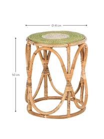 Tavolino in rattan beige/verde Dennise, Gambe: rattan, Beige, verde, bianco, Ø 41 x Alt. 50 cm