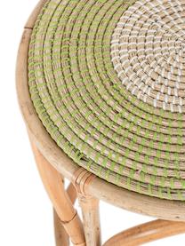 Tavolino in rattan beige/verde Dennise, Gambe: rattan, Beige, verde, bianco, Ø 41 x Alt. 50 cm