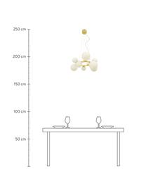 Lámpara de techo redonda grande de vidrio opalino Molekyl, Estructura: metal recubierto, Anclaje: metal recubierto, Cable: plástico, Dorado, blanco, Ø 50 x Al 27 cm