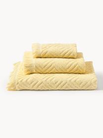 Lot de serviettes de bain texturées Jacqui, tailles variées, Jaune clair, 3 éléments (1 serviette invité, 1 serviette de toilette et 1 drap de bain)