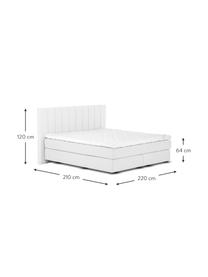 Premium boxspring bed Lacey in lichtgrijs, Matras: 7-zones-pocketverenkern m, Poten: massief gelakt beukenhout, Geweven stof lichtgrijs, 140 x 200 cm