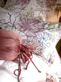 Saténová obliečka na vankúš s kvetinovou potlačou Margot, Lomená biela, svetlobéžová, Š 40 x D 80 cm