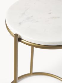 Set di 2 tavolini in marmo Ella, Ripiani: marmo, Struttura: metallo verniciato a polv, Bianco marmorizzato, dorato, Set in varie misure