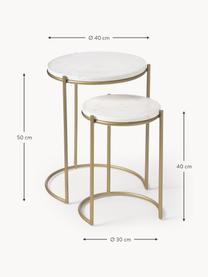 Tables gigognes en marbre Ella, 2 élém., Blanc marbré, doré, Lot de différentes tailles