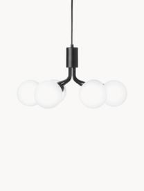 Hanglamp met glazen bollen Apiales, Zwart, wit, Ø 50 x H 26 cm
