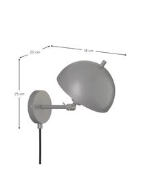 Retro-Wandleuchte Kia mit Stecker, Lampenschirm: Metall, beschichtet, Grau, 20 x 25 cm